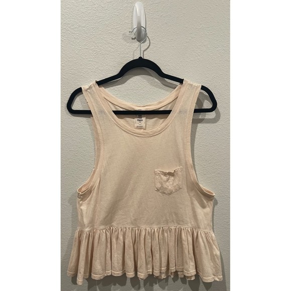 WE THE FREE Relaxed Distressed Cream Sleeveless Tank Top - Picture 2 of 6